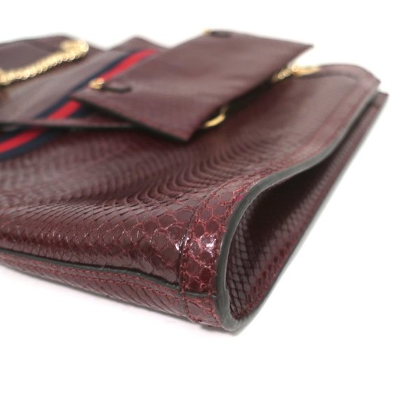 GUCCI RAJAH PYTHON MAXI TOTE BORDEAUX CHAIN STRAP SHOULDER BAG - Picture 11 of 15